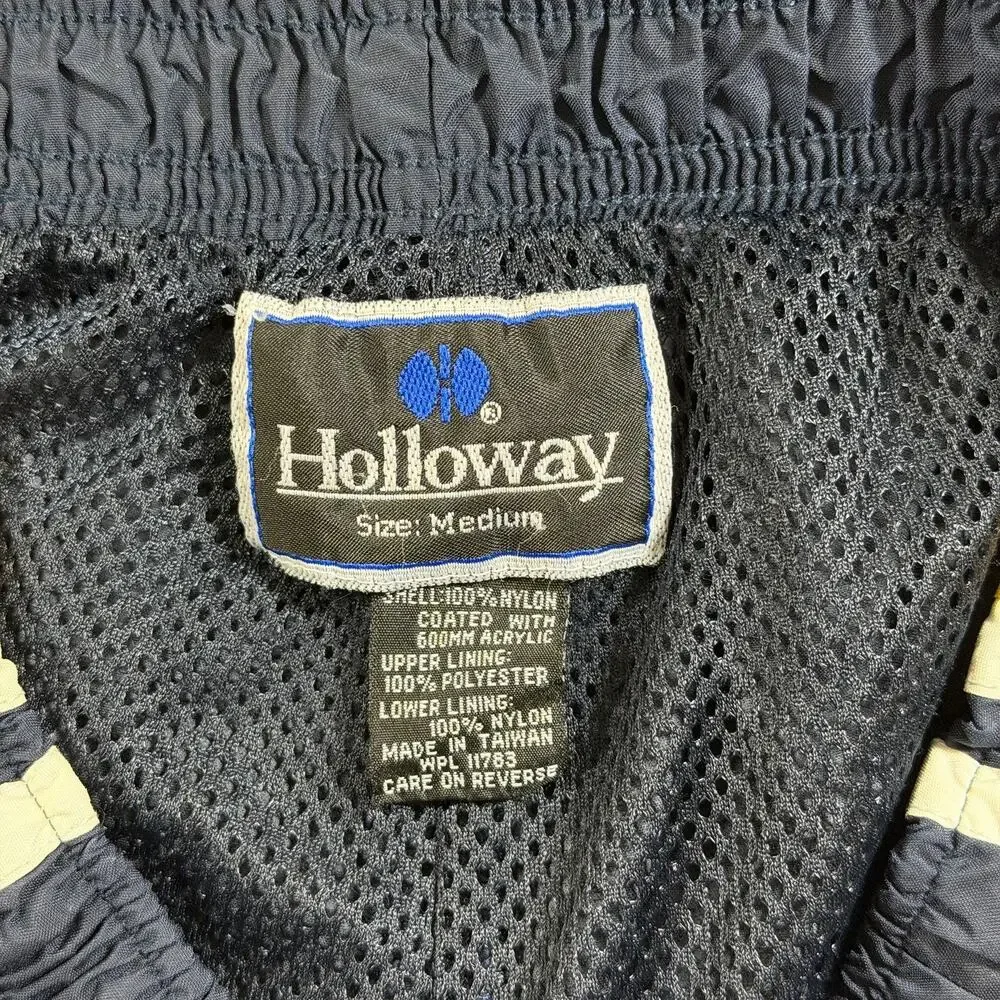 Vintage Holloway Track Pants Mens M Navy Yellow Stripe Snap Side Tearaway Wind